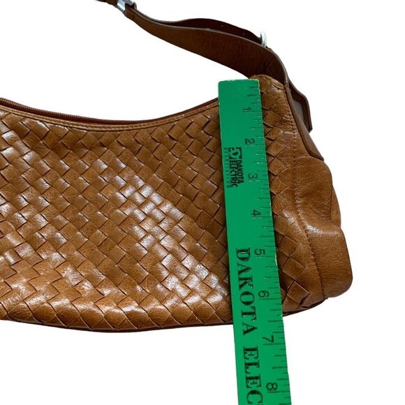 Woven Camel Cognac Color Genuine Leather Handbag‎ NWOT Mini Small Purse Bag - Picture 8 of 16